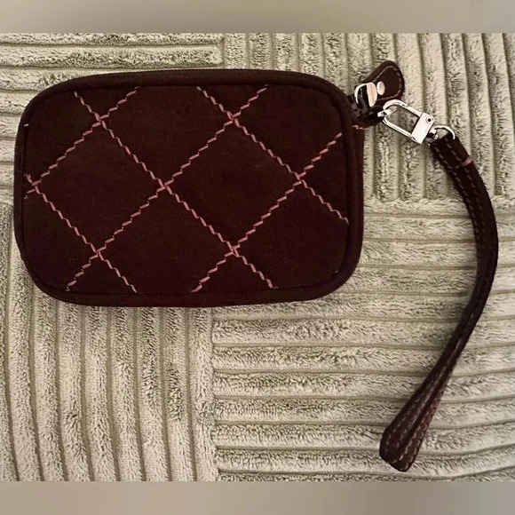 VERA BRADLEY Espresso Brown  Small Zippered Wristlet - Picture 1 of 4